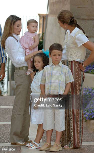 Princess Letizia, Leonor, Elena of Spain, Husband Jaime de Marichalar and sons Victoria Federica and Froilan