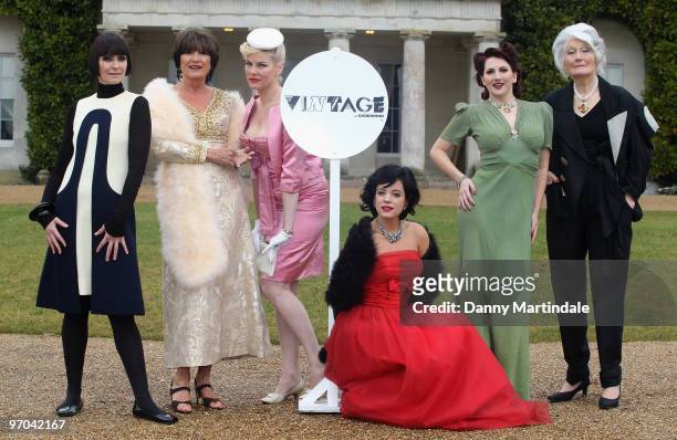 Corinne Drewery, Sandie Shaw, Sara Stockbridge, Lily Allen, Kitten Von Mew and Lady Bronwen Astor attend photocall to launch Vintage At Goodwood -...