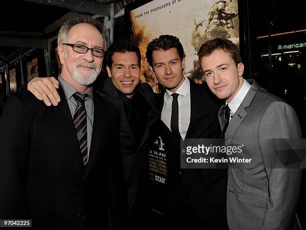 Executive producer Gary Goetzman and actors Jon Seda, James Badge Dale and Joe Mazzello arrive at the premiere of HBO's "The Pacific" at the Chinese...