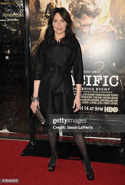 Actress Michelle Forbes attends the premiere of HBO's new miniseries "The Pacific" at Grauman's Chinese Theatre on February 24, 2010 in Hollywood,...