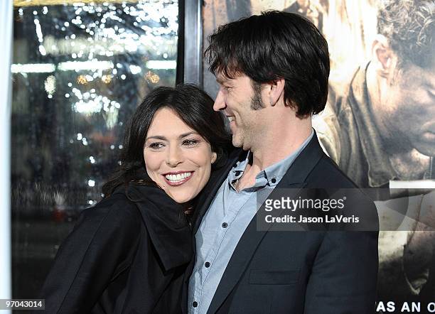 Actress Michelle Forbes and actor Stephen Moyer attend the premiere of HBO's new miniseries "The Pacific" at Grauman's Chinese Theatre on February...