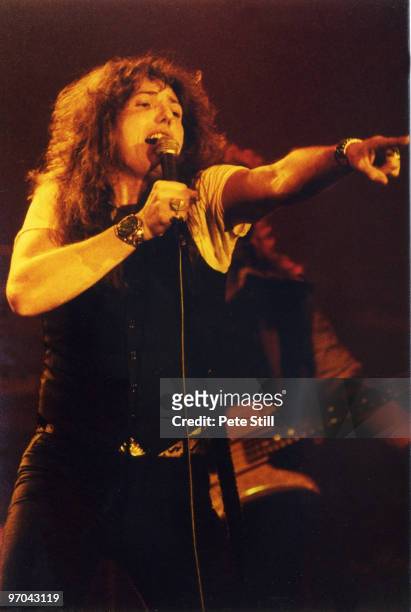 David Coverdale of Whitesnake performs on stage at Wembley Arena on March 2nd, 1984 in London, England.