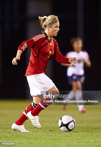 Svenja Huth of Germany during the Women«s international friendly match between Germany and USA on February 24, 2010 in La Manga, Spain. USA won 2-1.