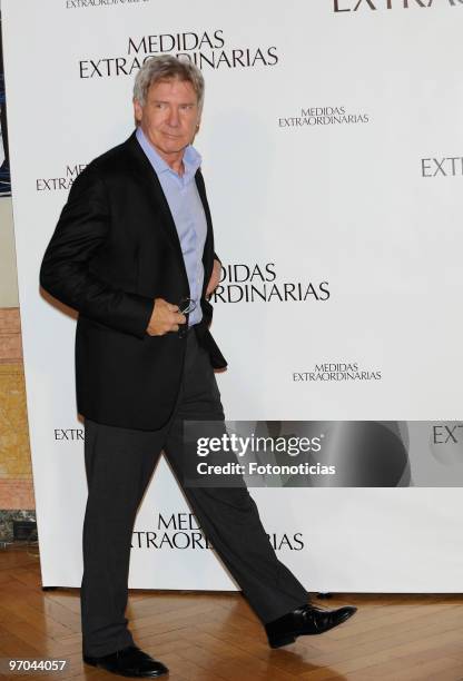 Actor Harrison Ford attends 'Medidas Extraordinarias' photocall, at the Santo Mauro Hotel, on February 25, 2010 in Madrid, Spain.