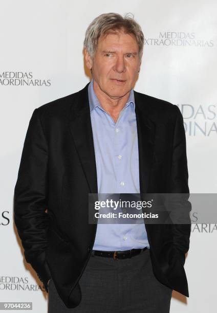 Actor Harrison Ford attends 'Medidas Extraordinarias' photocall, at the Santo Mauro Hotel, on February 25, 2010 in Madrid, Spain.