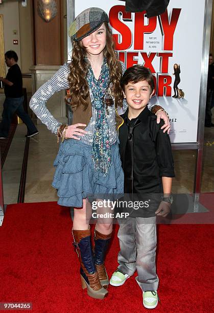 Actress Madeline Carroll and actor Will Shadley arrive at the the premiere "The Spy Next Door" in Los Angeles on January 9, 2010. AFP PHOTO/VALERIE...