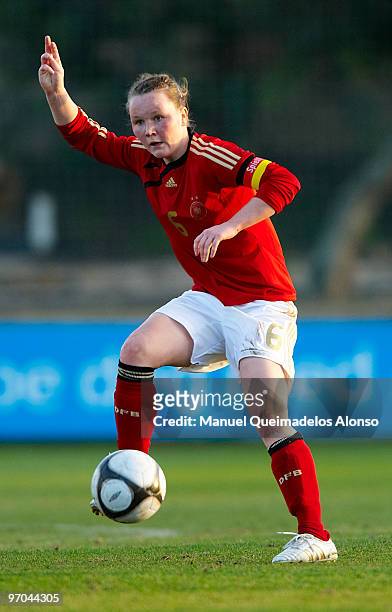 Marina Hegering of Germany in action during the Women«s international friendly match between Germany and USA on February 24, 2010 in La Manga, Spain.
