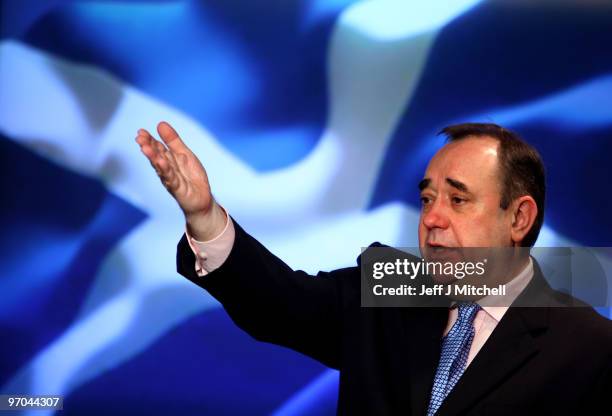 Alex Salmond, First Minister of Scotland, describes details of his government's draft referendum bill on independence on February 25, 2010 in...