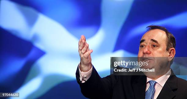 Alex Salmond, First Minister of Scotland describes details of his government's draft referendum bill on independence on February 25, 2010 in...