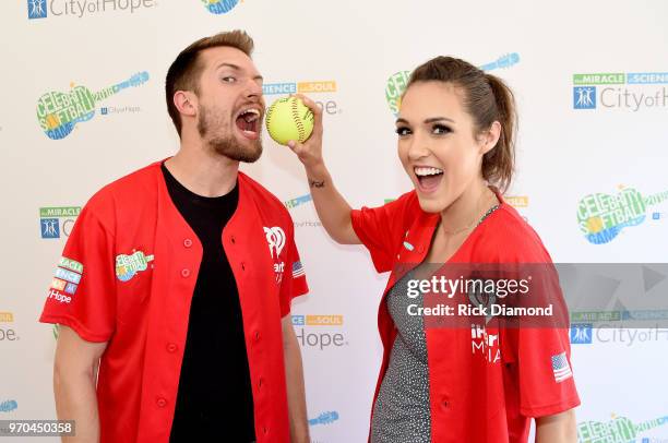 Trey Smith and Jennifer Fiedler of musical duo Smithfield arrive at the 28th Annual City of Hope Celebrity Softball Game on June 9, 2018 in...