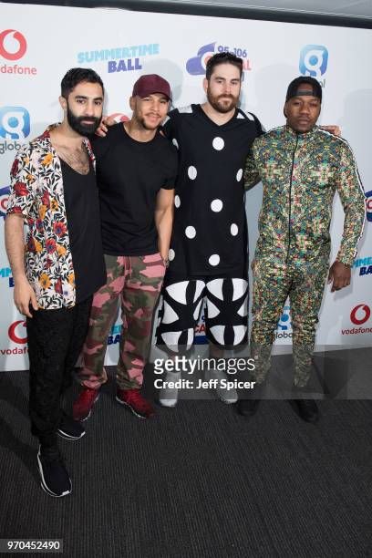 Amir Amor, Kesi Dryden, Piers Agget and Leon Rolle from Rudimental attend the Capital Summertime Ball 2018 at Wembley Stadium on June 9, 2018 in...