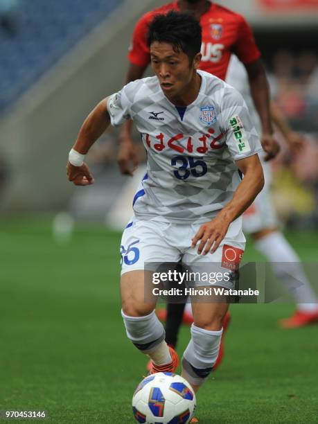 Ryo Takano of Ventforet Kofu in action during the J.League Levain Cup Play-Off second leg between Urawa Red Diamonds and Ventforet Kofu at Saitama...