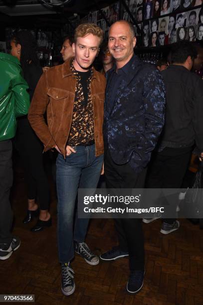 Fletcher Cowan and Paul Price attend the TOPMAN LFWM party during London Fashion Week Men's June 2018 at the Phoenix Artist Club on June 8, 2018 in...