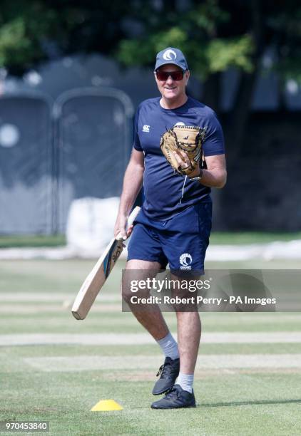 Scotland coach Grant Bradburn during a nets session at The Grange, Edinburgh.