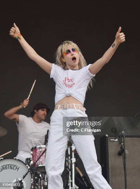 Hayley Williams of Paramore performs during the 2018 Bonnaroo Music & Arts Festival on June 8, 2018 in Manchester, Tennessee.