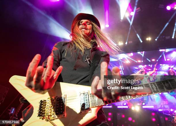 DeVille of Poison performs during the Nothin' But a Good Time Tour 2018 at DTE Energy Music Theater on June 8, 2018 in Clarkston, Michigan.
