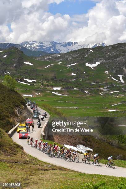 Peloton / Cormet de Roselend Mountains / Landscape / during the 70th Criterium du Dauphine 2018, Stage 6 a 110km stage from Frontenex to La Rosiere -...
