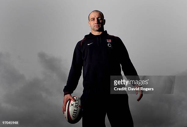 Steve Borthwick the England captain poses a media briefing held at Pennyhill Park on February 25, 2010 in Bagshot, England.