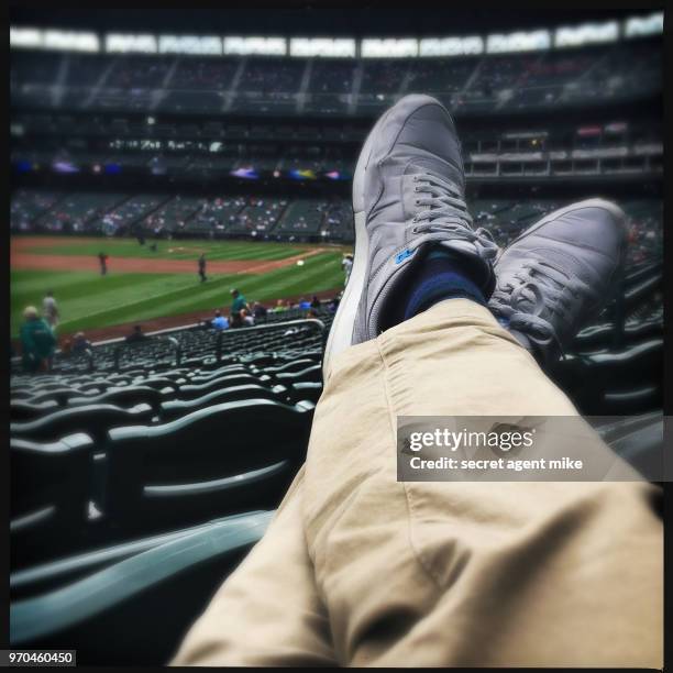 relaxing at a baseball stadium - baseball fans stock pictures, royalty-free photos & images