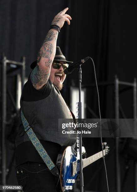 Chris Robertson of Black Stone Cherry performs at Donington Park on June 9, 2018 in Donington, England.