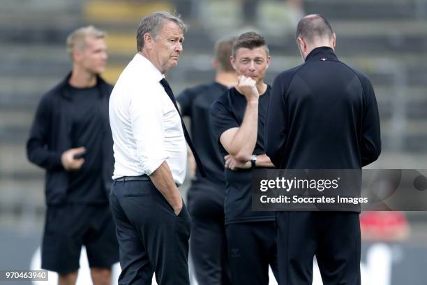 Coach Age Hareide of Denmark, assistant trainer Jon Dahl Tomasson of Denmark during the International Friendly match between Denmark v Mexico at the...