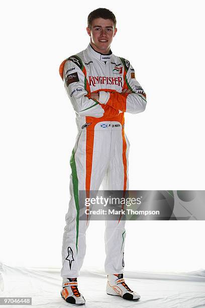 Paul Di Resta of Great Britain and Force India is seen during Formula One winter testing at the Circuit De Catalunya on February 25, 2010 in...