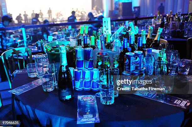 Tables are set in the Red Bull Lounge for the Shockwaves NME Awards 2010 at Brixton Academy on February 24, 2010 in London, England.