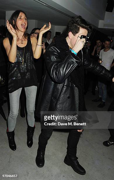 Rosemary Ferguson and Nick Grimshaw attend the PlayStation 3 SingStar James Small menswear launch party, at Circus on February 24, 2010 in London,...