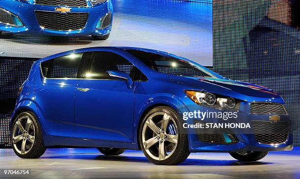 The Chevrolet Aveo RS show car is presented during the first press preview day at the 2010 North American International Auto Show on January 11, 2010...