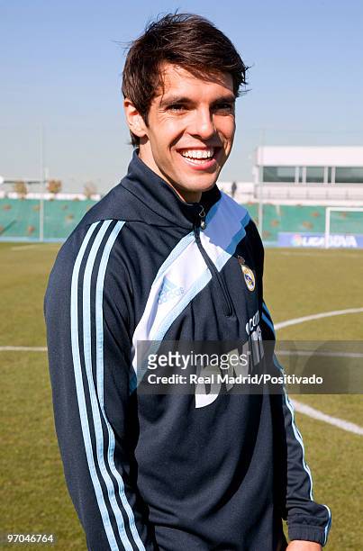 Kaka of Real Madrid laughs during training at Valdebebas on February 8, 2010 in Madrid, Spain.