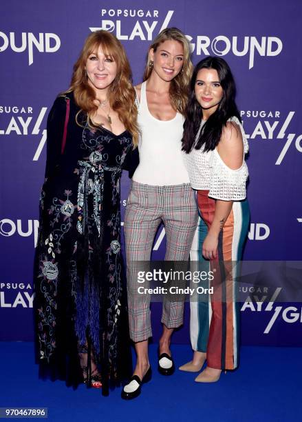Model Martha Hunt, make-up artist Charlotte Tilbury, and actress Katie Stevens attend day 1 of POPSUGAR Play/Ground on June 9, 2018 in New York City.