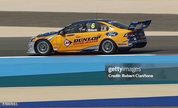 Steven Richards drives the Ford Performance Racing Ford during practice for round two of the V8 Supercar Championship Series at Bahrain International...