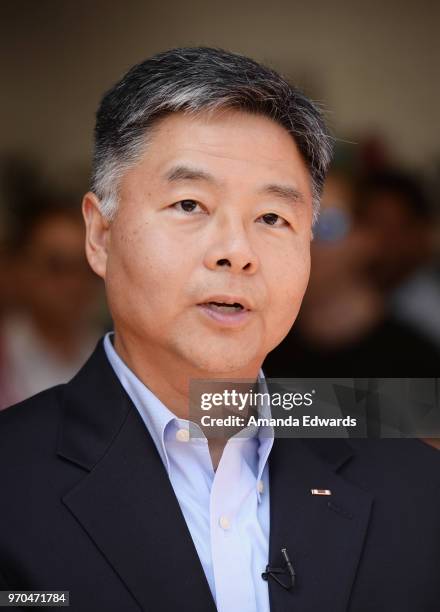 United States Congressman Ted Lieu attends the grand opening of the MedMen marijuana dispensary shop on Venice's Abbot Kinney Boulevard on June 9,...