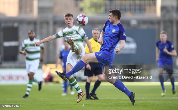 Dublin , Ireland - 9 June 2018; Brandon Kavanagh of Shamrock Rovers in action against Sean Heaney of Bray Wanderers during the SSE Airtricity League...