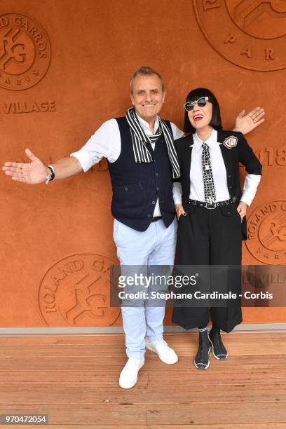Fashion designers Jean Charles De Castelbajac and Chantal Thomass attend the Women Final of the 2018 French Open - Day Fourteen at Roland Garros on...