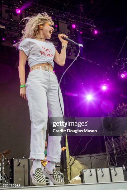 Hayley Williams of Paramore performs during the Bonnaroo Music and Arts Festival on June 8, 2018 in Manchester, Tennessee.