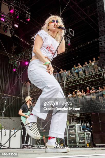 Hayley Williams of Paramore performs during the Bonnaroo Music and Arts Festival on June 8, 2018 in Manchester, Tennessee.
