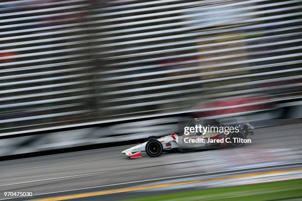 Marco Andretti, driver of the U.S. Concrete / Curb Honda, drives during practice for the Verizon IndyCar Series DXC Technology 600 at Texas Motor...