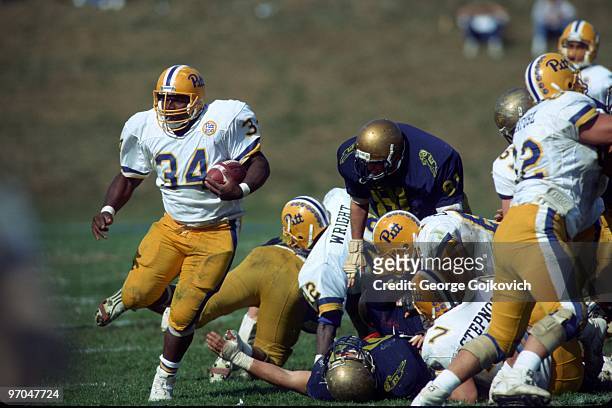 Running back Craig Heyward of the University of Pittsburgh Panthers runs the football against the Midshipmen of the United States Naval Academy...