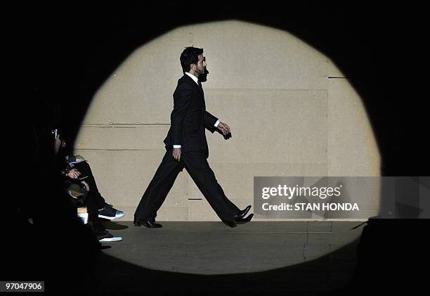 Fashion designer Marc Jacobs walks onto the runway at the start of his show February 15, 2010 during the Mercedes-Benz Fashion Week in New York. AFP...