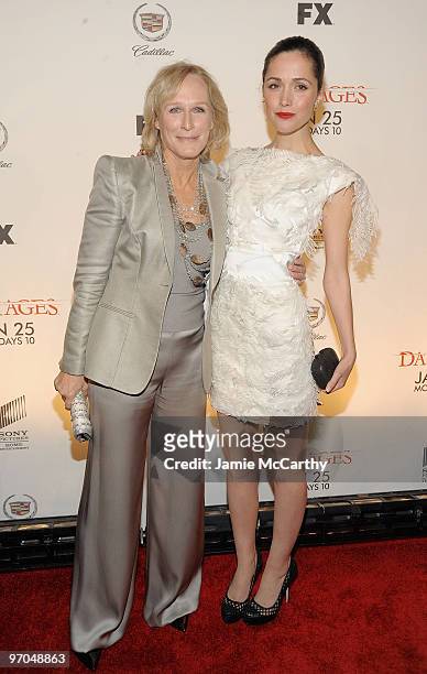 Glenn Close and Rose Byrne attend the "Damages" season three premiere at the AXA Equitable Center on January 19, 2010 in New York City.