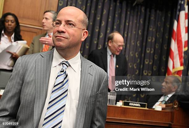 Jeff Zucker, president and CEO of NBC Universal, participates in a House Judiciary Committee hearing on Capitol Hill February 25, 2010 in Washington,...