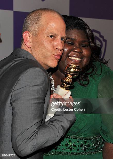 Producer Ryan Murphy and actress Gabourey Sidibe attend the InStyle and Warner Bros. 67th Annual Golden Globes post party held at the Oasis Courtyard...