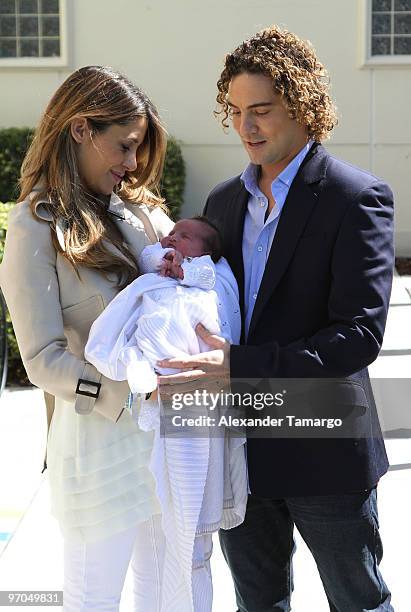 Elena Tablada, Ella Bisbal Tablada and David Bisbal leave South Miami Hospital on February 25, 2010 in Miami, Florida.