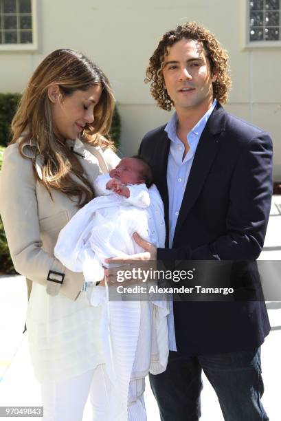 Elena Tablada, Ella Bisbal Tablada and David Bisbal leave South Miami Hospital on February 25, 2010 in Miami, Florida.