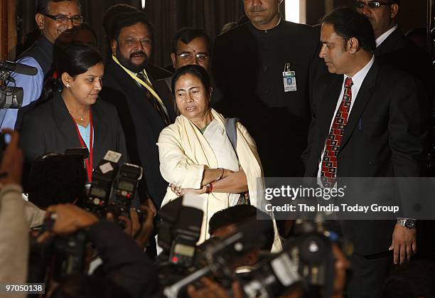 Railway Minister Mamata Banerjee talks to press about the Railway Budget on Wednesday, February 24, 2010.