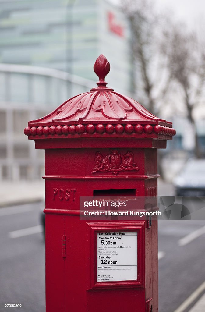 Red cast iron post box