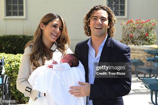 Elena Tablada, Ella Bisbal Tablada and David Bisbal leave South Miami Hospital on February 25, 2010 in Miami, Florida.