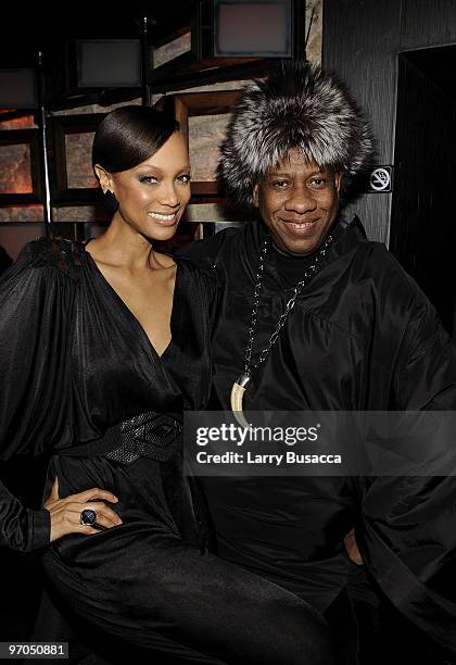 Tyra Banks and Vogue Editor-at-Large Andre Leon Talley during the CW Network Reality launch party at SL on February 23, 2010 in New York City.