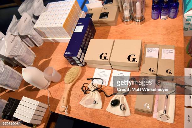 Goop products on display at the In goop Health Summit at 3Labs on June 9, 2018 in Culver City, California.